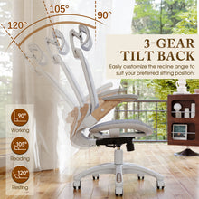 将图片加载到图库查看器,GABRYLLY Ergonomic Office Chair, High Back Home Desk Chair with Flip-Up Arms, Woodgrain Decorative(GY01-NT)