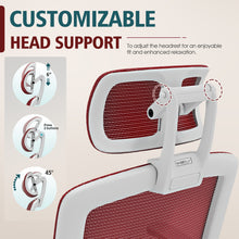 将图片加载到图库查看器,GABRYLLY Office Chair with Flip-up Arms, Red Mesh Chair with White Backrest Frame(GY01WR)