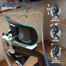 将图片加载到图库查看器，GABRYLLY Ergonomic Office Chair, Big and Tall Mesh Chair with 3D Headrest, 3D Armrests, 3-Level Tilt Back, and Lumbar Support for Work, Home (GY1094B, black)
